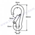 Mosquetón Bombero Inox 6mm para toldo 